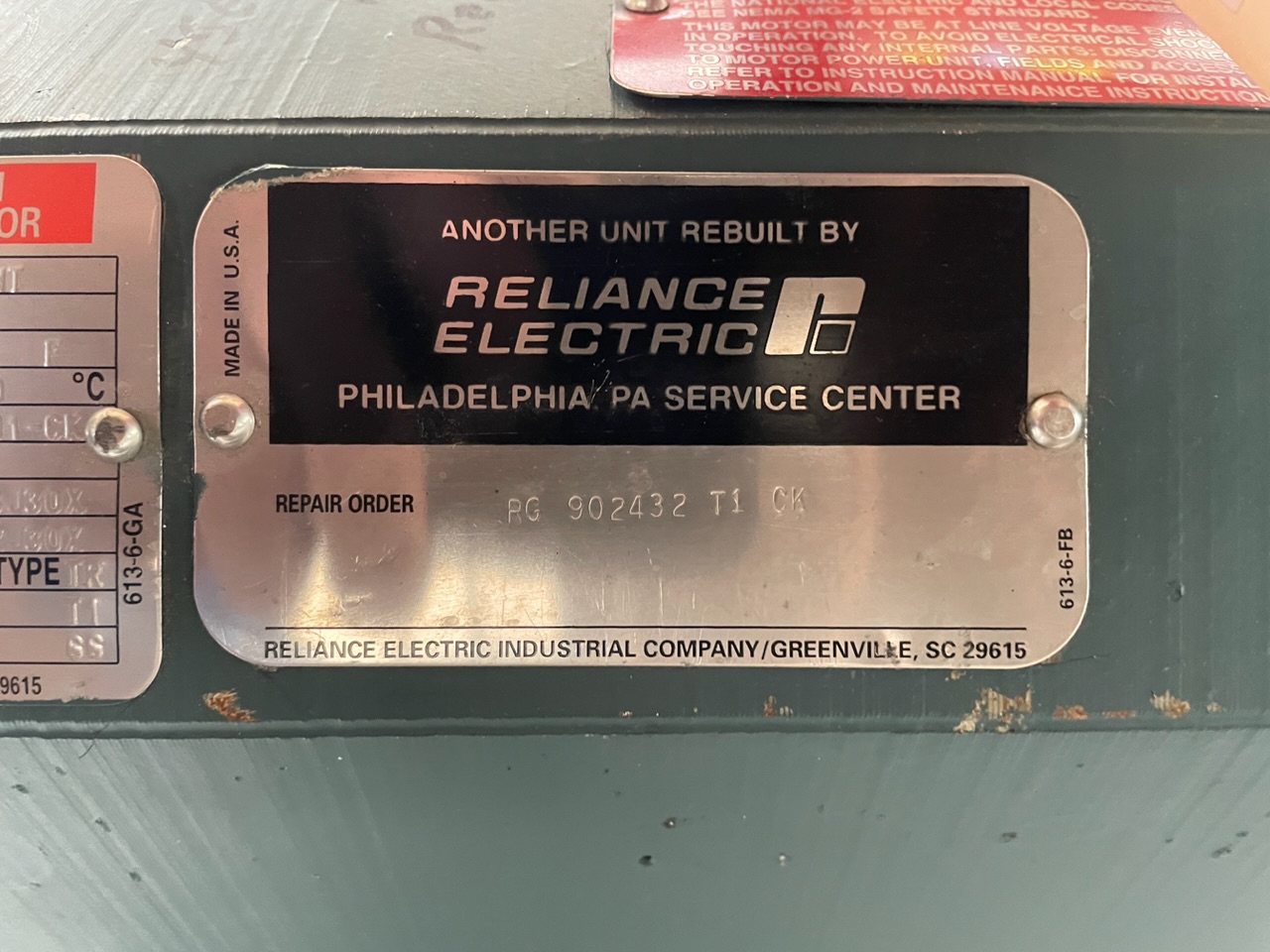 Reliance 75 HP 1750/2100 RPM C2514ATZ DC Motors 89135