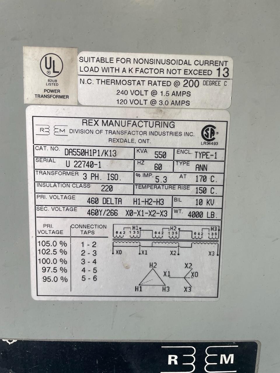 REX 550 KVA Transformers 89300