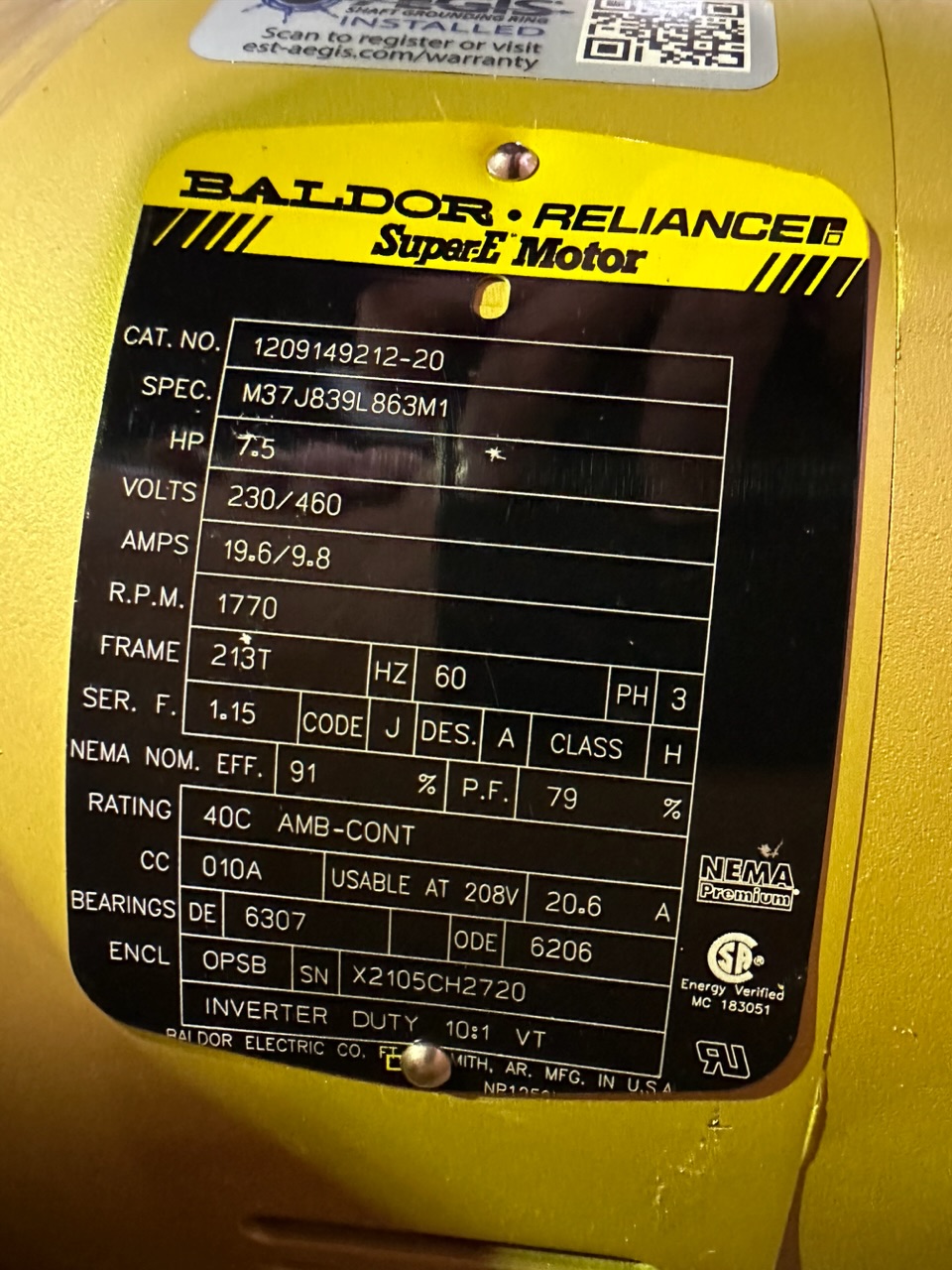 Baldor-Reliance 5 HP 1800 RPM 213T Squirrel Cage Motors 89319