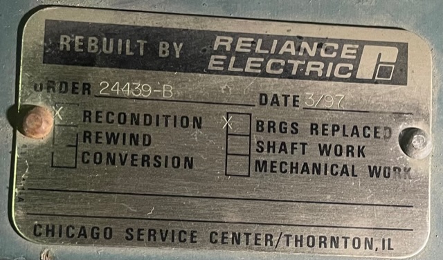 Reliance 20 HP 1750/2300 RPM B2810ATZ DC Motors 89460