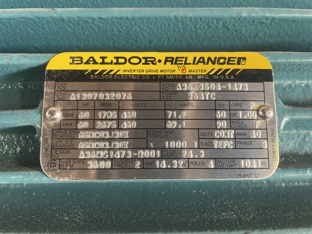 Baldor-Reliance 60 HP 1785 RPM 364TC Brake Motors 89506
