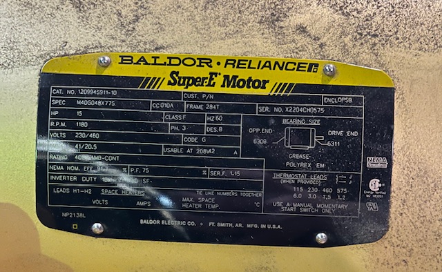 Baldor-Reliance 15 HP 1200 RPM 284T Squirrel Cage Motors 89627
