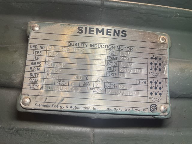Siemens 25 HP 1800 RPM 284T Squirrel Cage Motors 89673