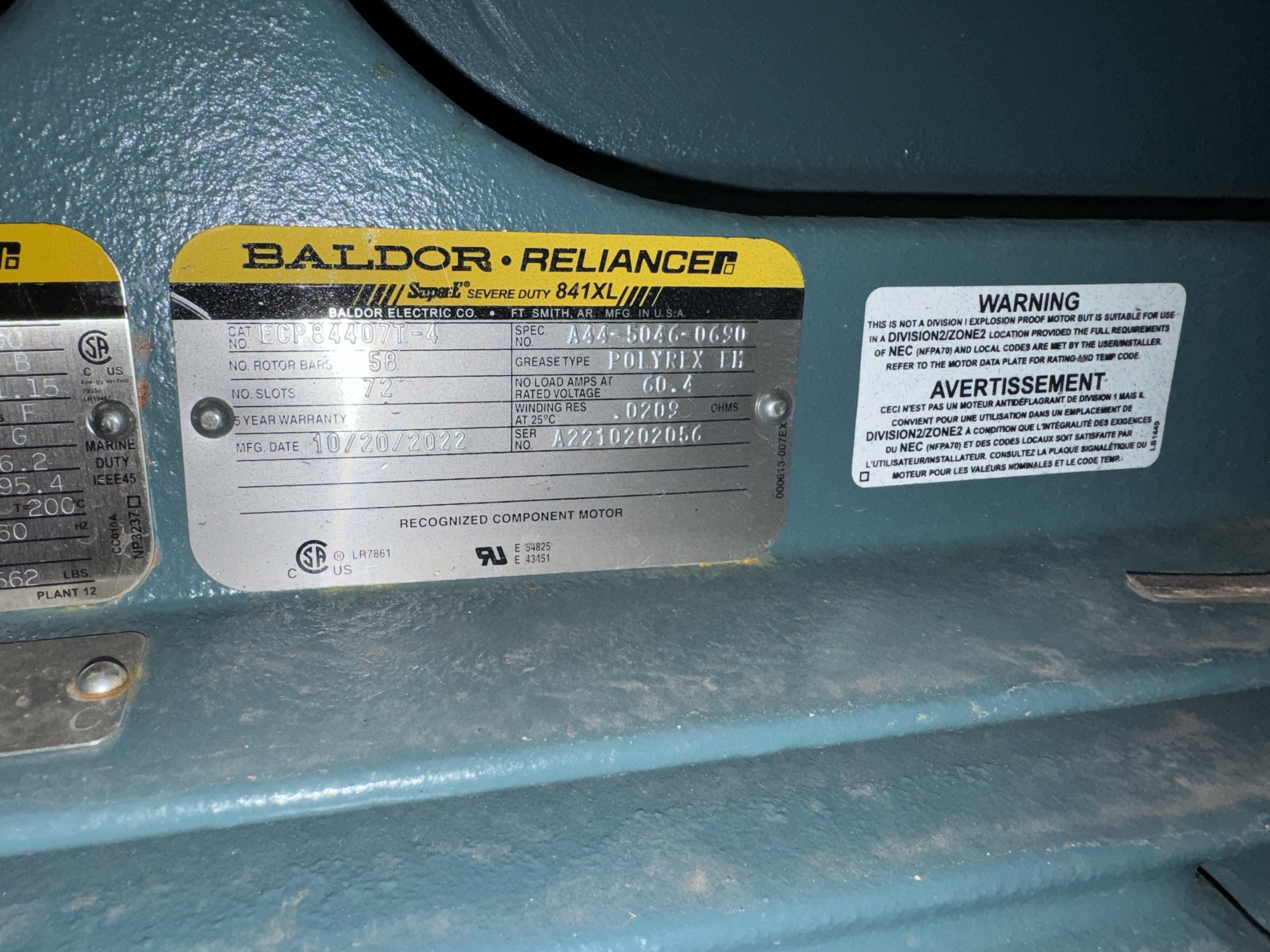 Baldor-Reliance 200 HP 1800 RPM 447T Squirrel Cage Motors 89752