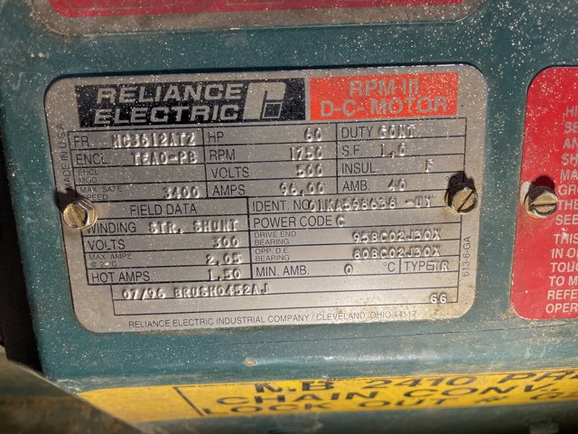 Reliance 60 HP 1750 RPM MC3612ATZ DC Motors 89859