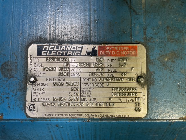 Reliance 125 HP 1750/2000 RPM LC3212ATZ DC Motors 89869