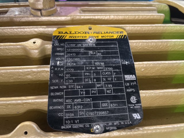 Baldor-Reliance 40 HP 1800 RPM 324TD Squirrel Cage Motors 89892