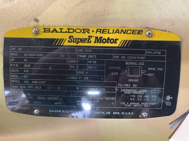 Baldor-Reliance 40 HP 3600 RPM 286TS Squirrel Cage Motors 89898
