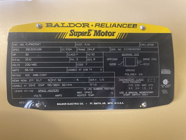 Baldor-Reliance 30 HP 3600 RPM 284JP Squirrel Cage Motors 90180