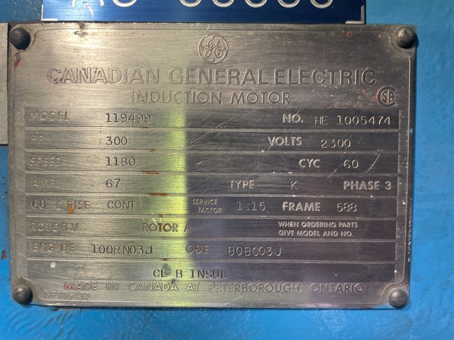 General Electric Canada 300 HP 1200 RPM 588 Squirrel Cage Motors 90209