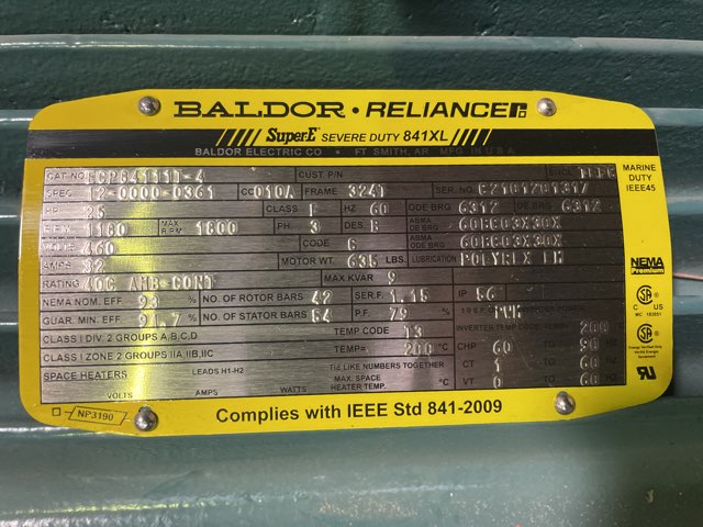 Baldor-Reliance 25 HP 1200 RPM 324T Squirrel Cage Motors 90218