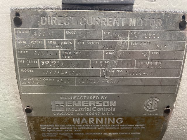 Emerson 150 HP 1750 RPM 409AT DC Motors 90286