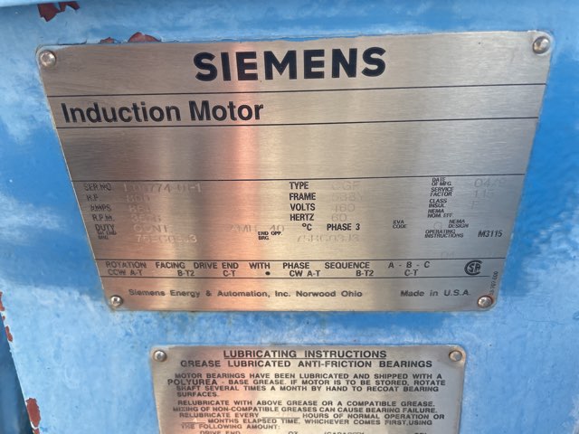 Siemens 800 HP 3600 RPM 588Y Squirrel Cage Motors 90367
