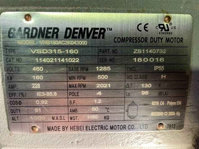 Hebei Electric 200 HP 1800 RPM 315 Squirrel Cage Motors 90475