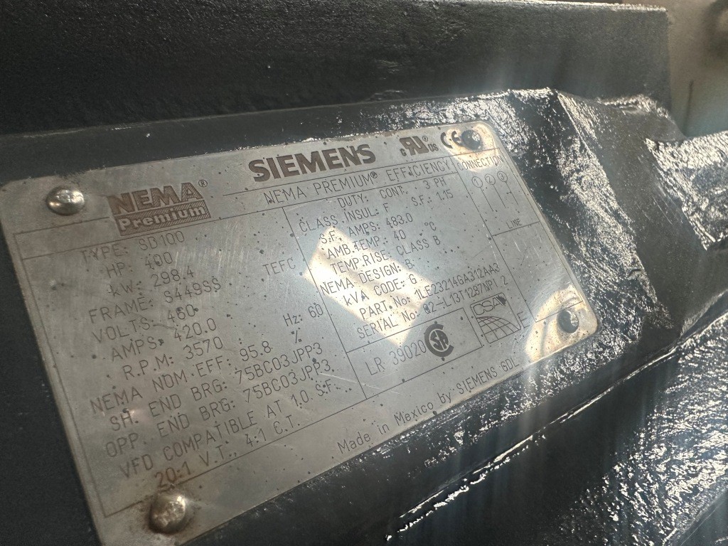 Siemens 400 HP 3600 RPM 449SS Squirrel Cage Motors 91249