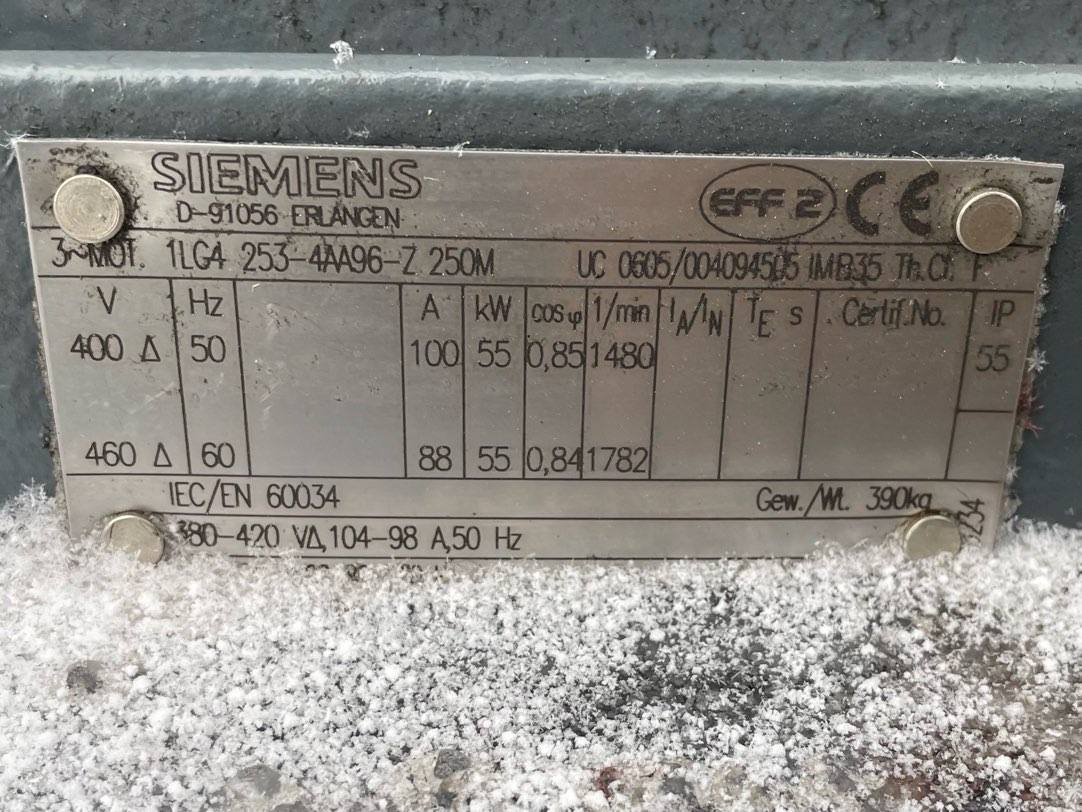 Siemens 75 HP 1800 RPM 250M Squirrel Cage Motors 91627
