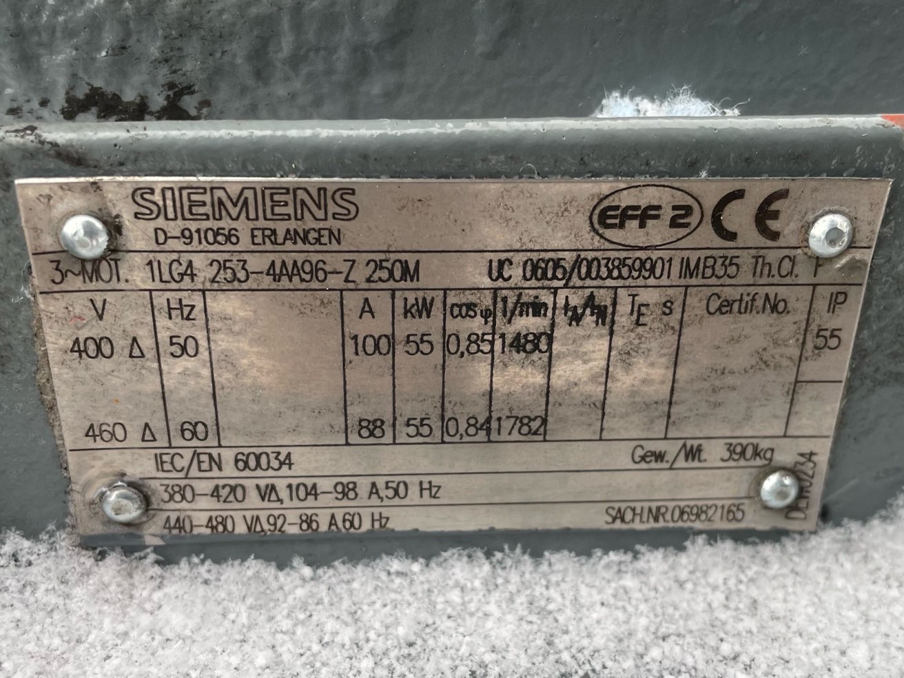 Siemens 75 HP 1800 RPM 250M Squirrel Cage Motors 91628