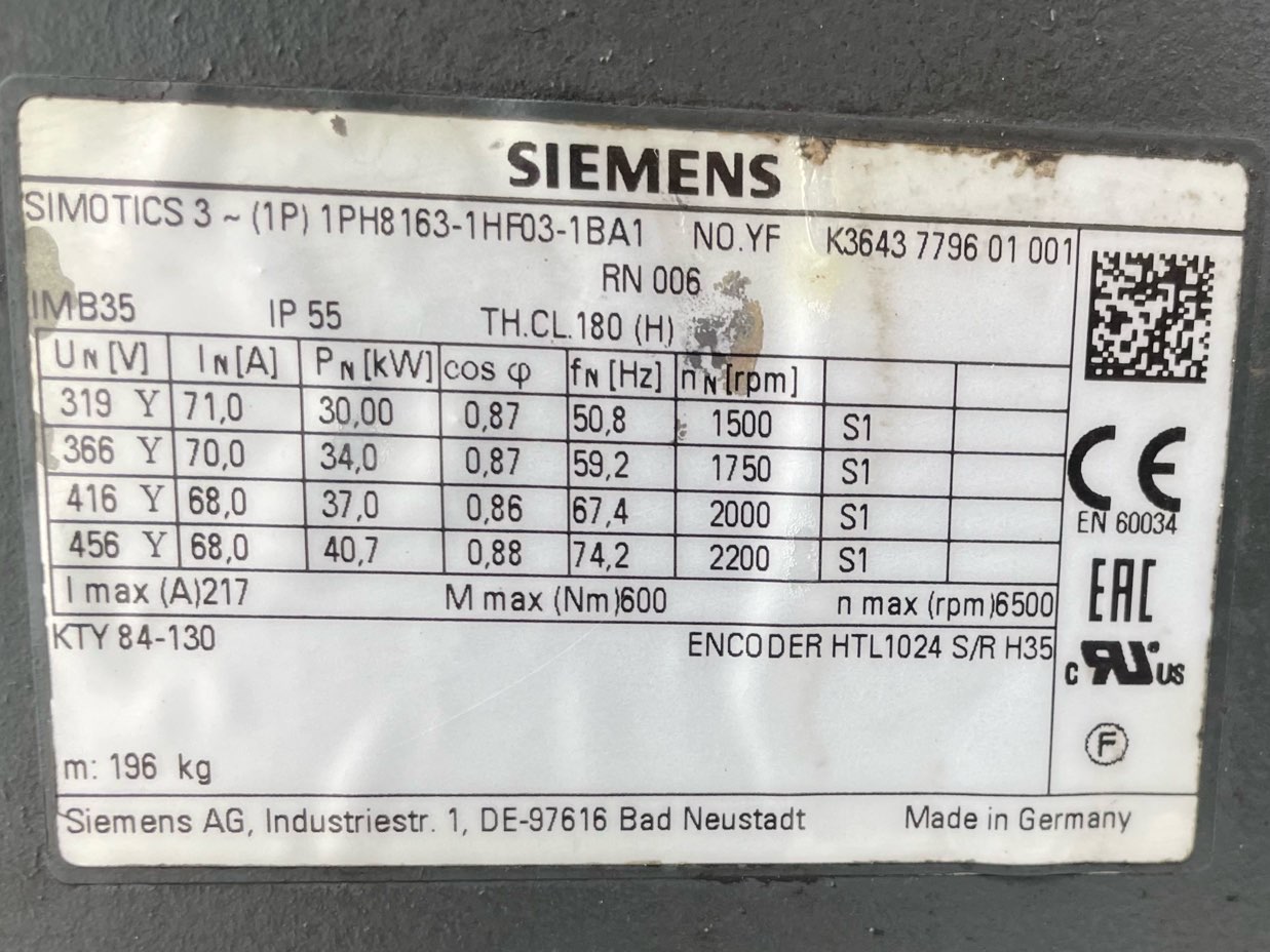 Siemens 40 HP 1800 RPM 160 Squirrel Cage Motors 91635