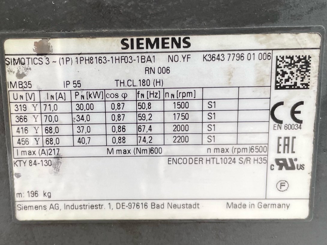 Siemens 40 HP 1800 RPM 160 Squirrel Cage Motors 91637