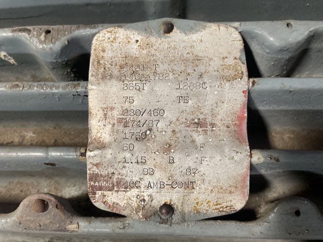 Baldor 75 HP 1800 RPM 365T Squirrel Cage Motors 91715