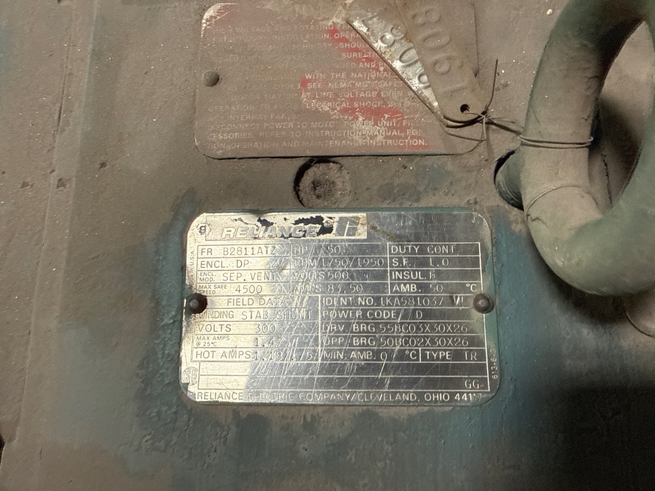 Reliance 50 HP 1750/1950 RPM B2811ATZ DC Motors 91743