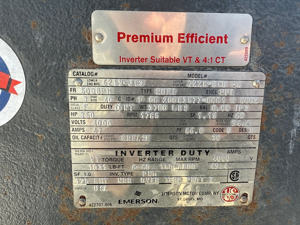 US Electric 350 HP 1785 RPM 5008PH Vertical Motors 91924