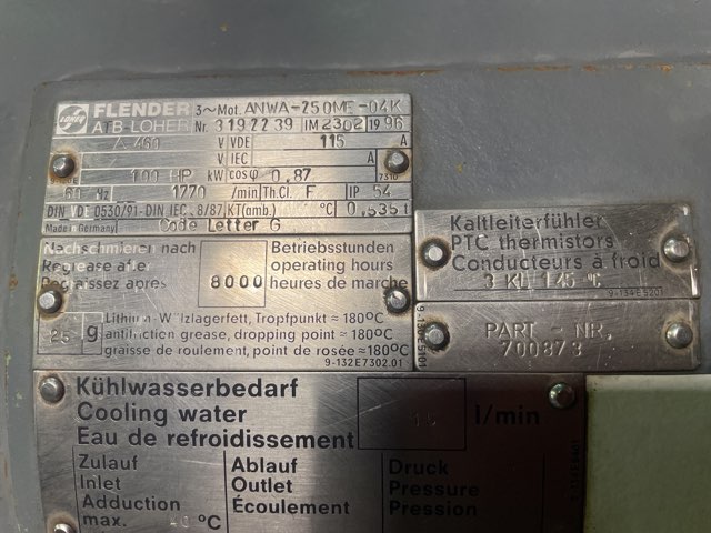 Siemens 100 HP 1800 RPM 250MC Squirrel Cage Motors 91929