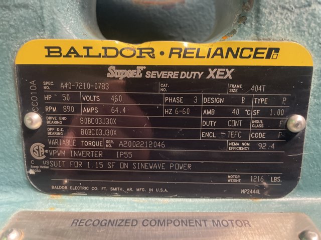 Baldor-Reliance 50 HP 900 RPM 404T Squirrel Cage Motors 91941