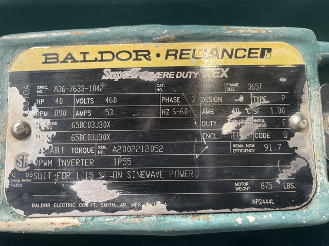 Baldor-Reliance 40 HP 900 RPM 365T Squirrel Cage Motors 91943