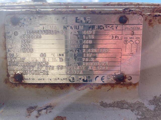 Siemens 250 HP 1800 RPM 449T Squirrel Cage Motors 91969