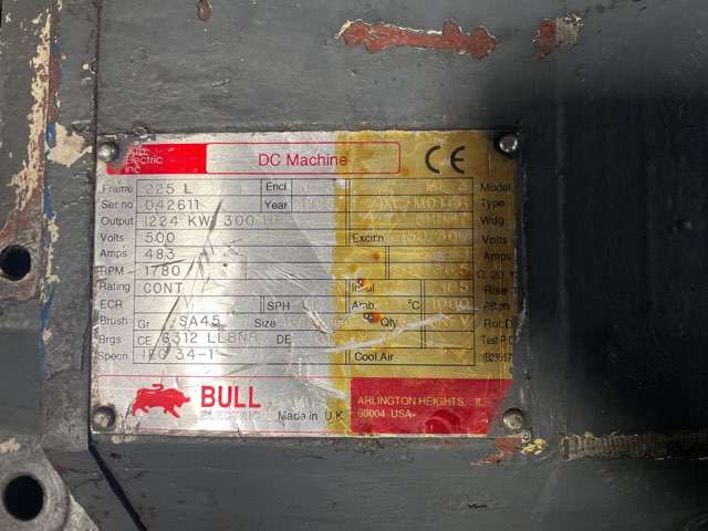 Bull 300 HP 1780 RPM 225L DC Motors 92030