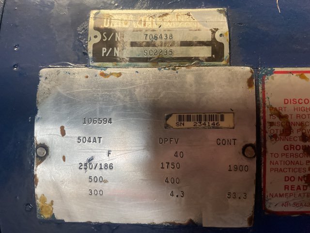 General Electric 250 HP 1750/1900 RPM 504AT DC Motors 92031