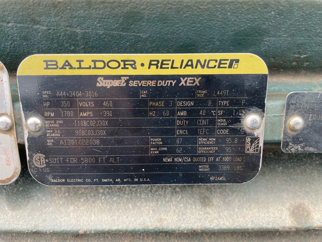 Baldor-Reliance 350 HP 1800 RPM 449T Squirrel Cage Motors H0985