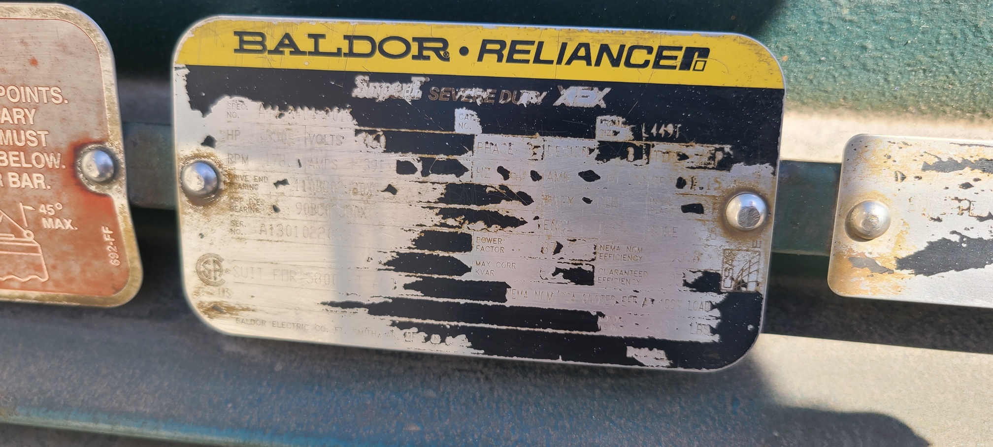 Baldor-Reliance 350 HP 1800 RPM 449T Squirrel Cage Motors H0986