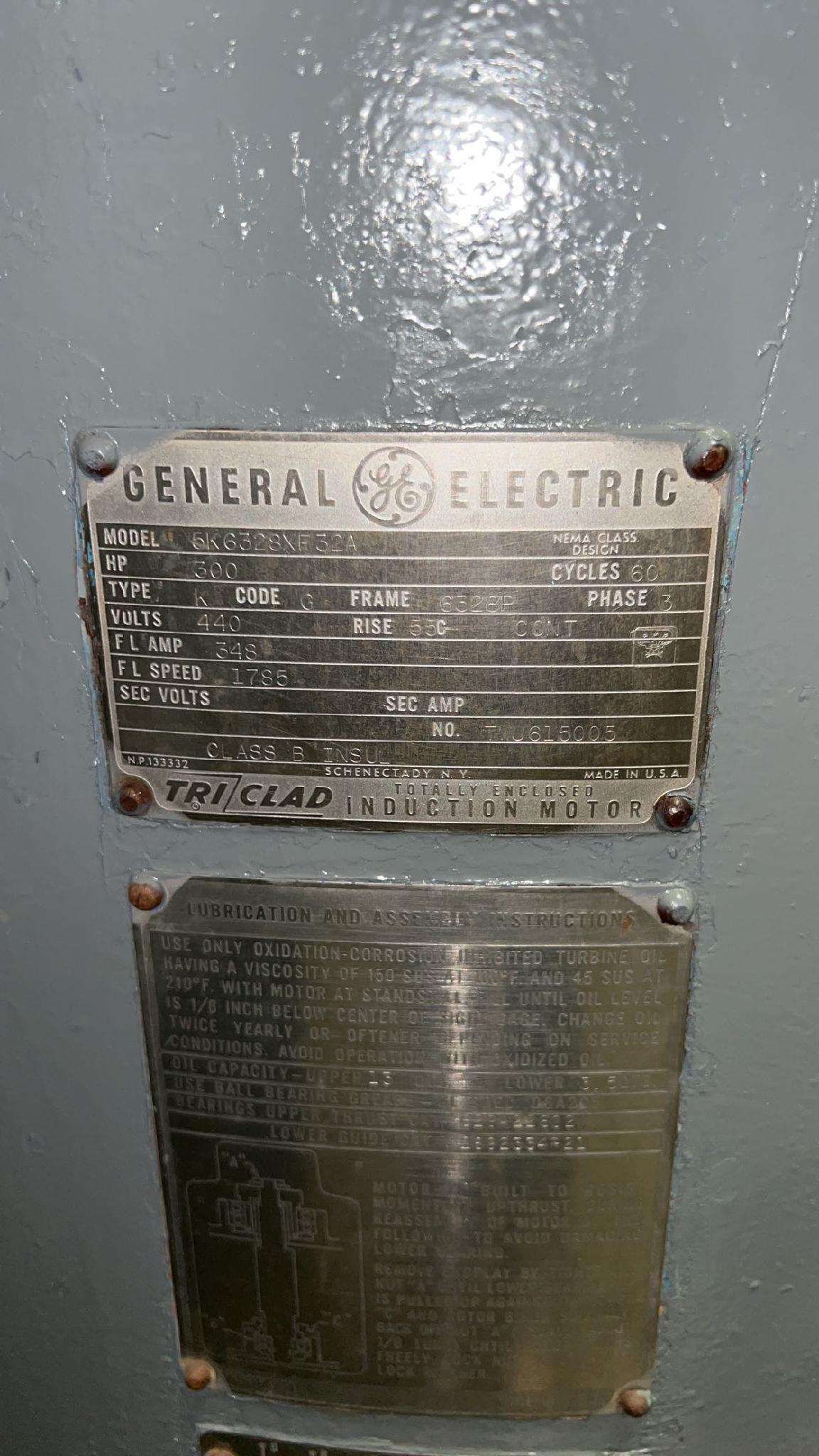 General Electric 300 HP 1785 RPM 6328P Vertical Motors H1152
