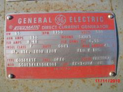 General Electric 65KW 1750 RPM 368ATY DC Generators 63744