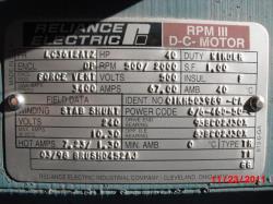 Reliance 40 HP 500/2000 RPM LC3612ATZ DC Motors 66074
