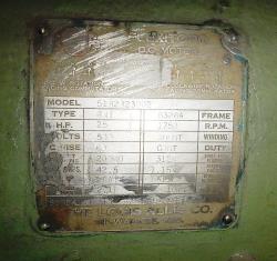 Louis-Allis 25 HP 1750 RPM B326A DC Motors 76589