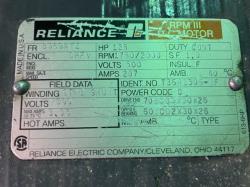 Reliance 125 HP 1750/2000 RPM B369AT DC Motors 83038