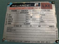 Reliance 1250 HP 3600 RPM 5810S Squirrel Cage Motors 84154