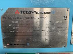 Teco Westinghouse 1250 HP 3600 RPM 4009 Squirrel Cage Motors 84249