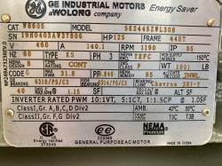 General Electric 125 HP 1200 RPM 445T Squirrel Cage Motors 85960