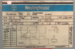 Westinghouse 300 KVA Transformers 88833