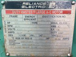 Reliance 250 HP 3600 RPM 5008S Squirrel Cage Motors 89405
