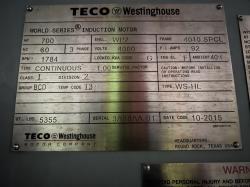 Teco Westinghouse 700 HP 1800 RPM 4010SPCL Squirrel Cage Motors 89462