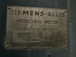 Siemens-Allis 500 HP 3600 RPM 587US Squirrel Cage Motors 89466