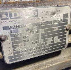 Delco 150 HP 1800 RPM 504 Squirrel Cage Motors 90042
