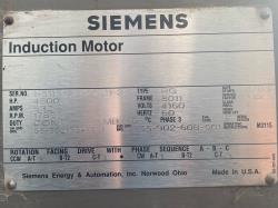 Siemens 4500 HP 1800 RPM 8011 Squirrel Cage Motors 91250
